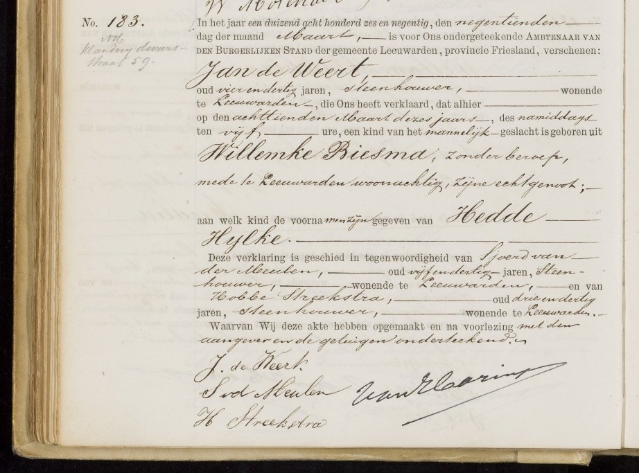 HEDDE HYLKE DE WEERT (geboorte)